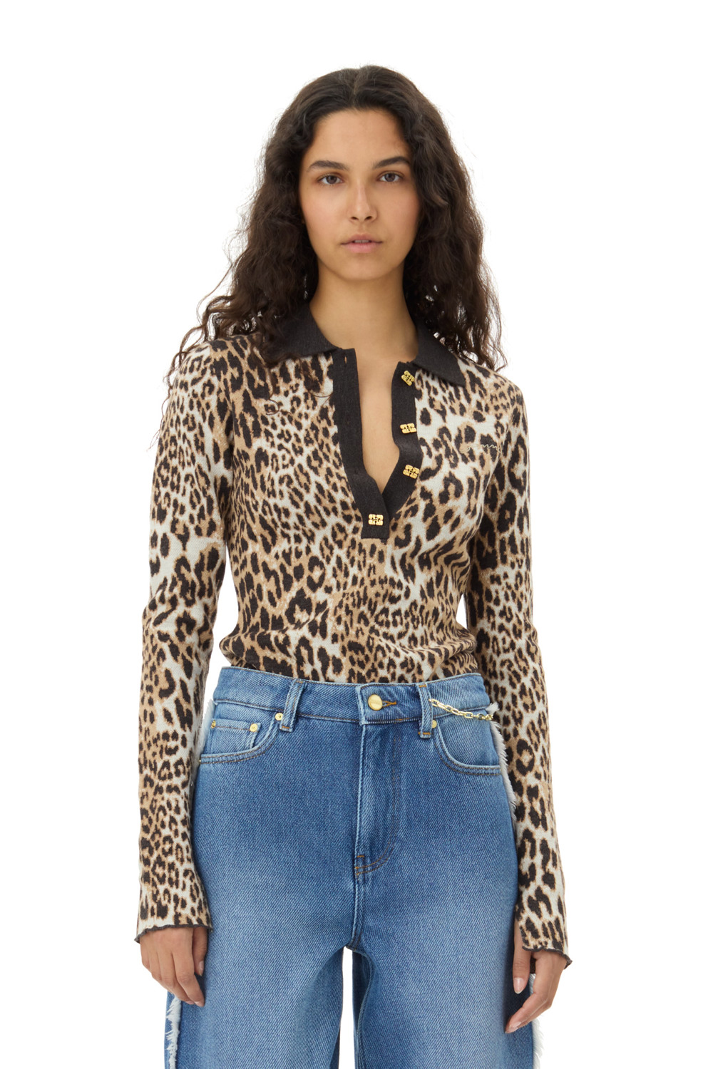 Leopard Knitted Polo